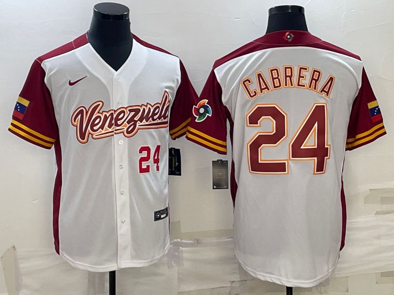 Men 2023 World Cub Venezuela #24 Cabrera White Nike MLB Jersey2->more jerseys->MLB Jersey